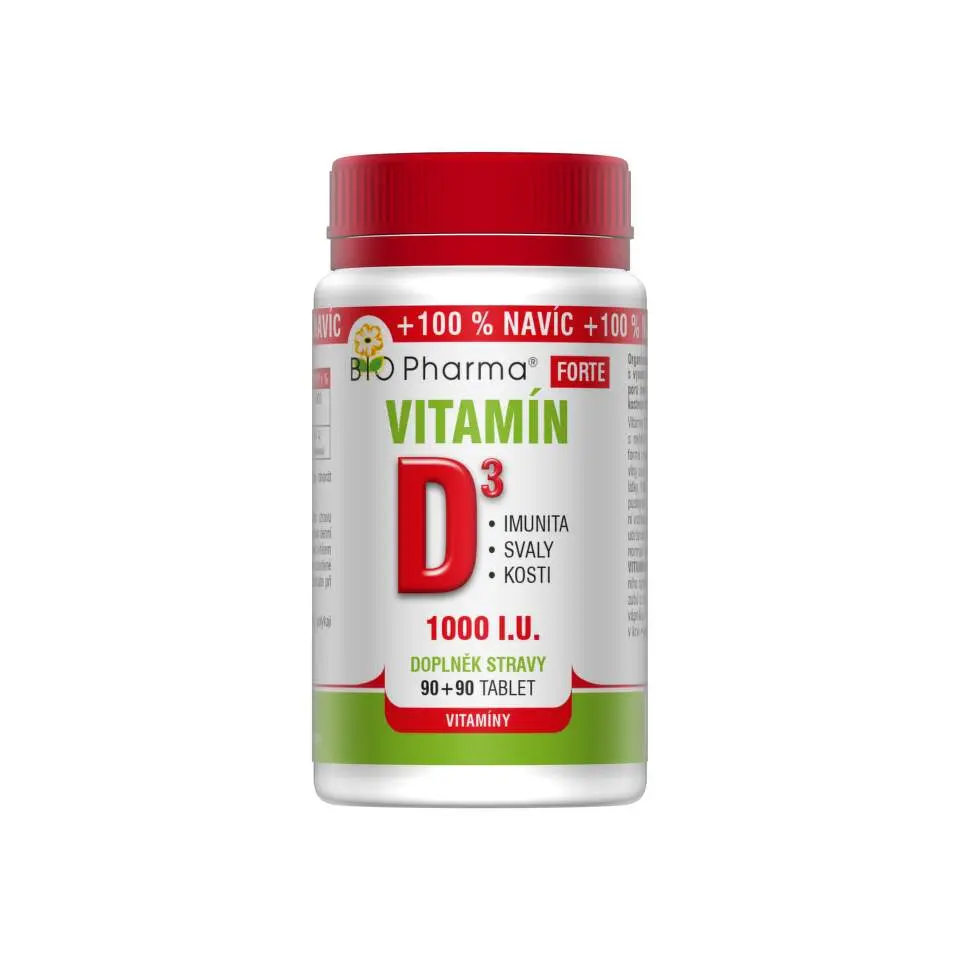 Vitamín D3 Forte 1000 I.U. tbl.90+90 Bio-Pharma
