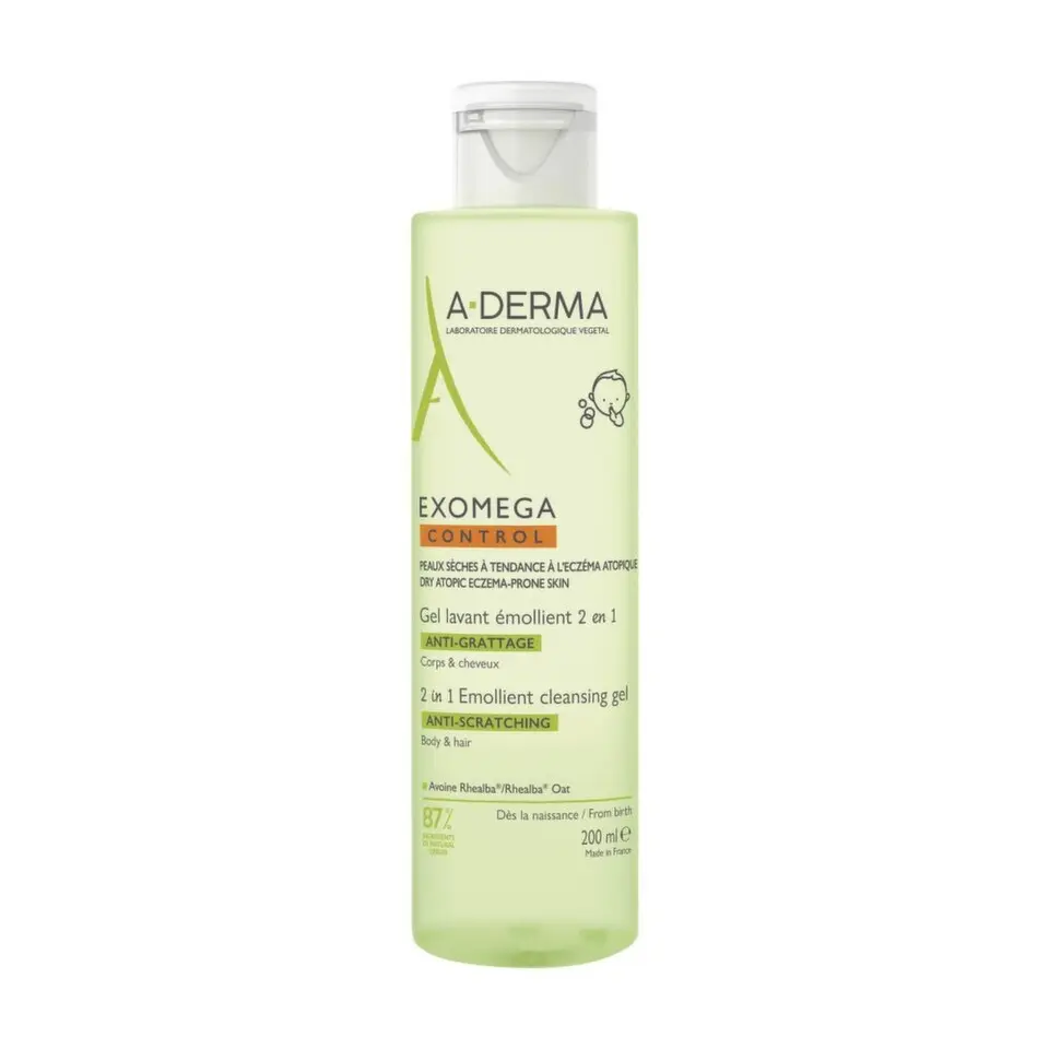 A-DERMA Čisticí gel pro suchou pokožku se sklonem k atopii 2v1 Exomega Control (Cleansing Gel) 200 ml