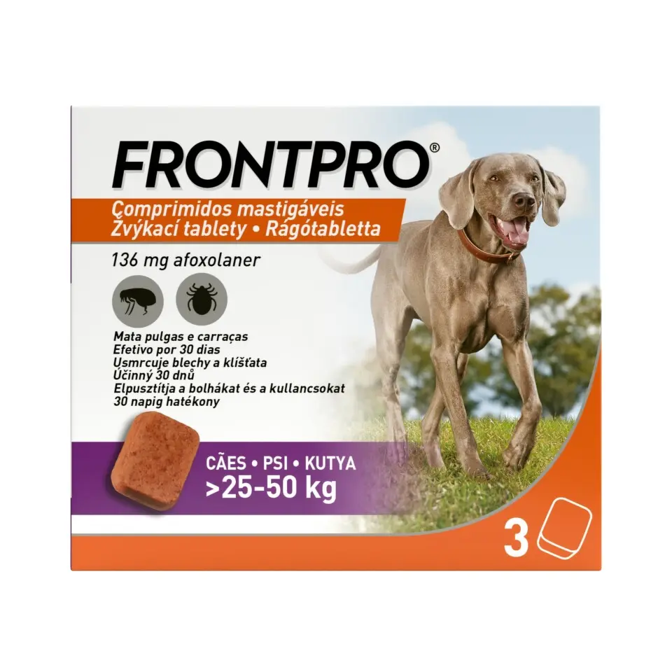 Frontpro žvýkací tablety pro psy 25-50kg 136mg 3 tablety