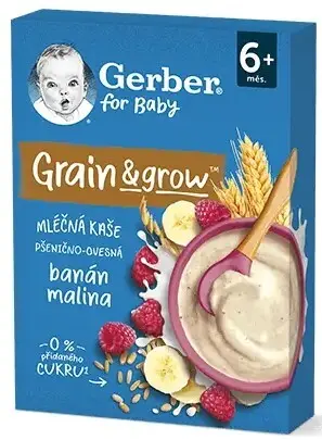 Gerber Ml.kaše pšen.-oves.malina banán 200g 6m+