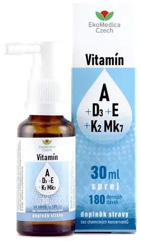 Vitamín A+D3+E+K2 Mk7 sprej 30ml EkoMedica