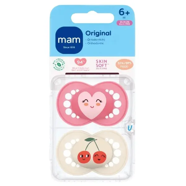 MAM Dudlík Original box 6+m růžový/béžový 2ks