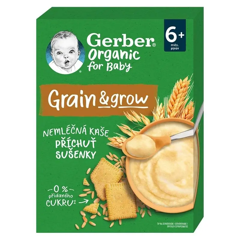 Gerber Organic nemléčná kaše s příchutí sušenky 200 g