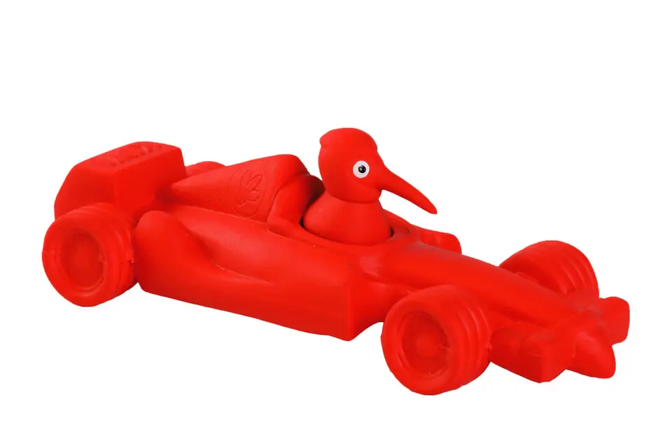 Hračka pes FORMULA latex,pískací,červená 19cm Kiwi