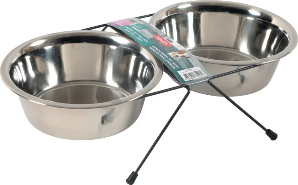Miska nerez stojan+ 2 misky pes STEEL 1,3l Zolux