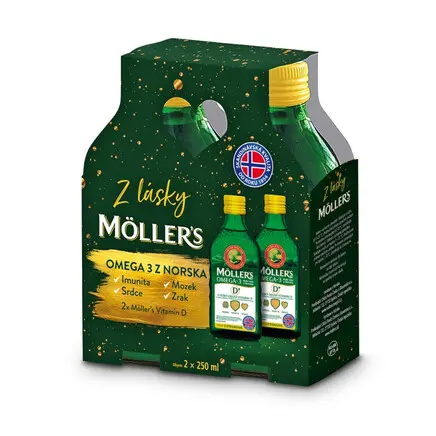 Mollers Omega 3 D+ 2x250 ml Dárkové balení