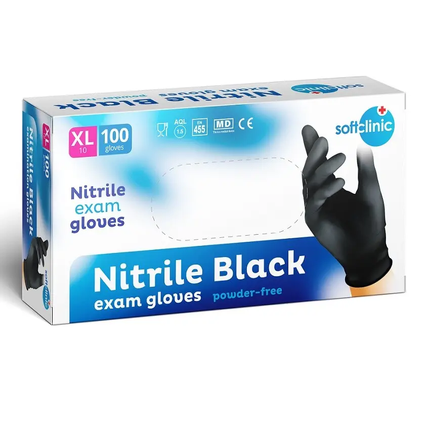 SOFTCLINIC Nitril černé nepudrované 100 ks