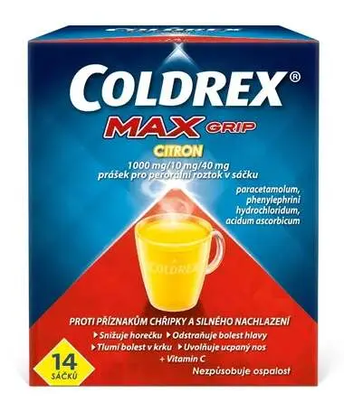 COLDREX MAXGRIP CITRON 1000MG/10MG/40MG POR PLV SOL SCC 14 II