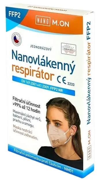 Nano M.ON Český antivirový nanorespirátor FFP2 Tělová 5 ks