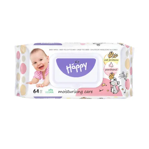 BELLA HAPPY Baby čistící ubrousky s ovesnými proteiny 64 kusů