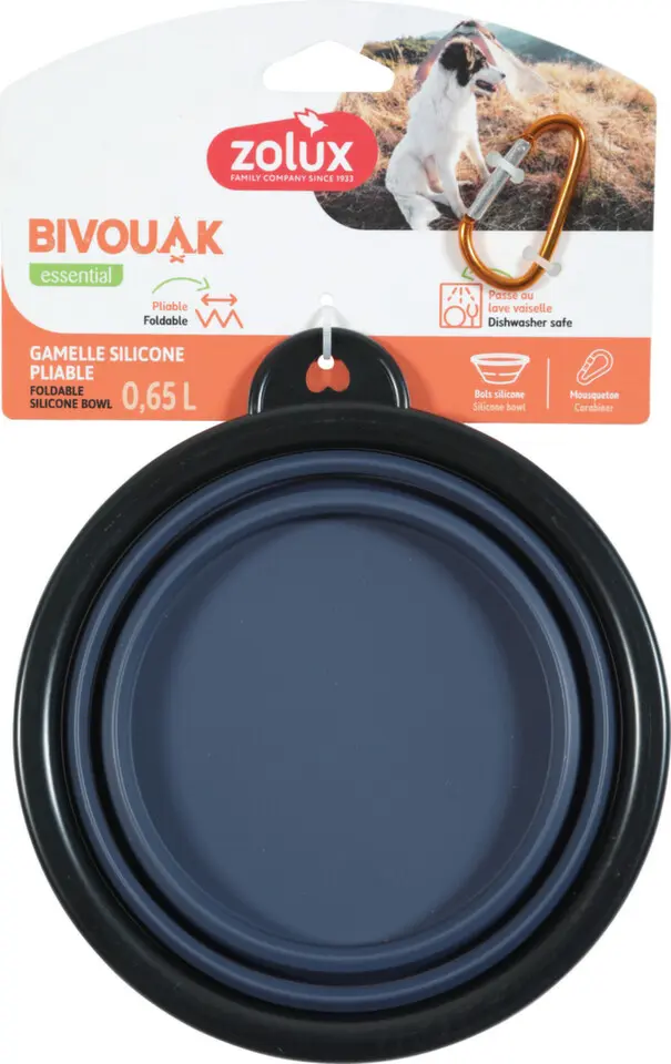 Miska skládací BIVOUAK 650ml silikon modrá Zolux