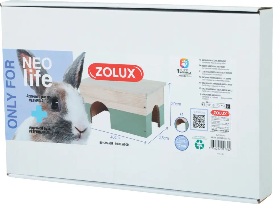 Domek pro králíky NEOLIFE NP RAB dřevěný zelený Zolux