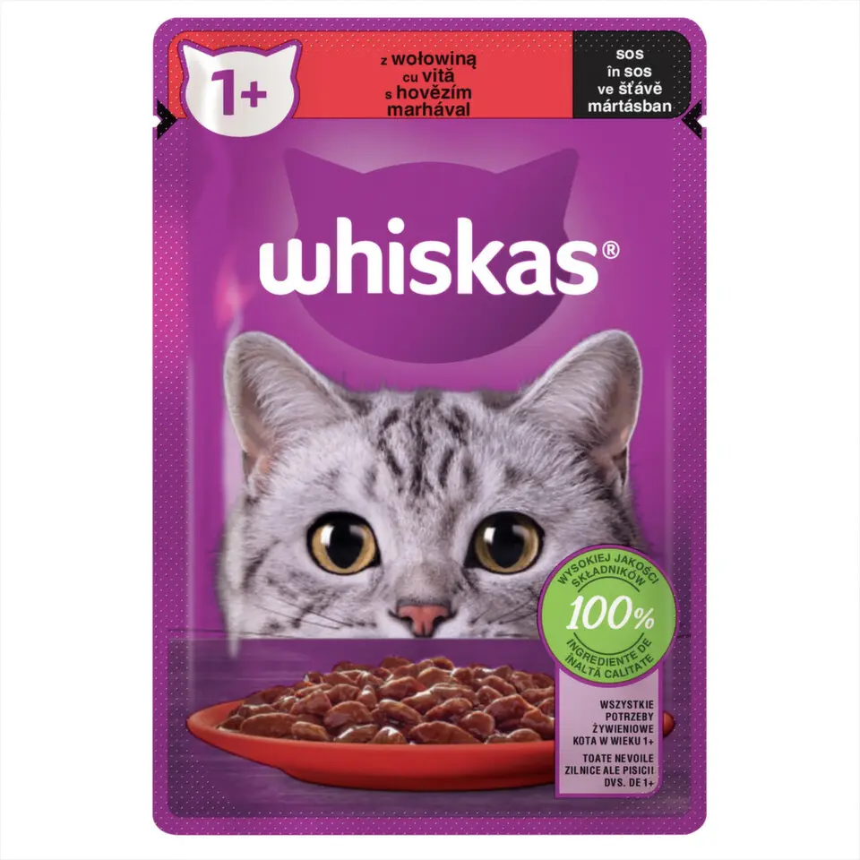Whiskas Kapsa Core hovězí ve šťávě 85g