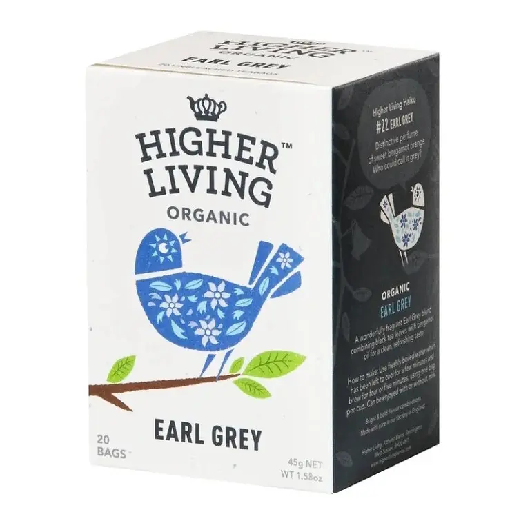 Higher Living černý čaj Earl Grey BIO 20x2.25g