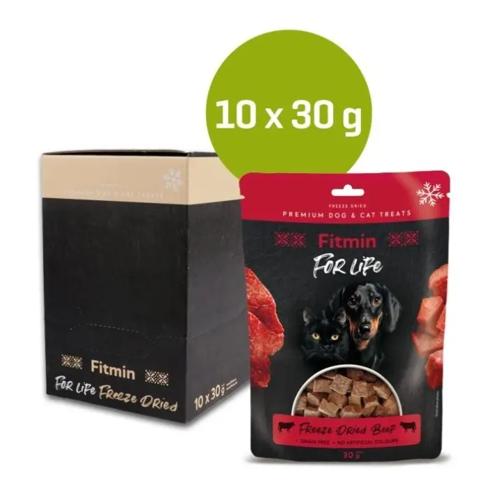 Fitmin FL dog, cat pochoutka Mrazem sušené hovězí 10× 30 g