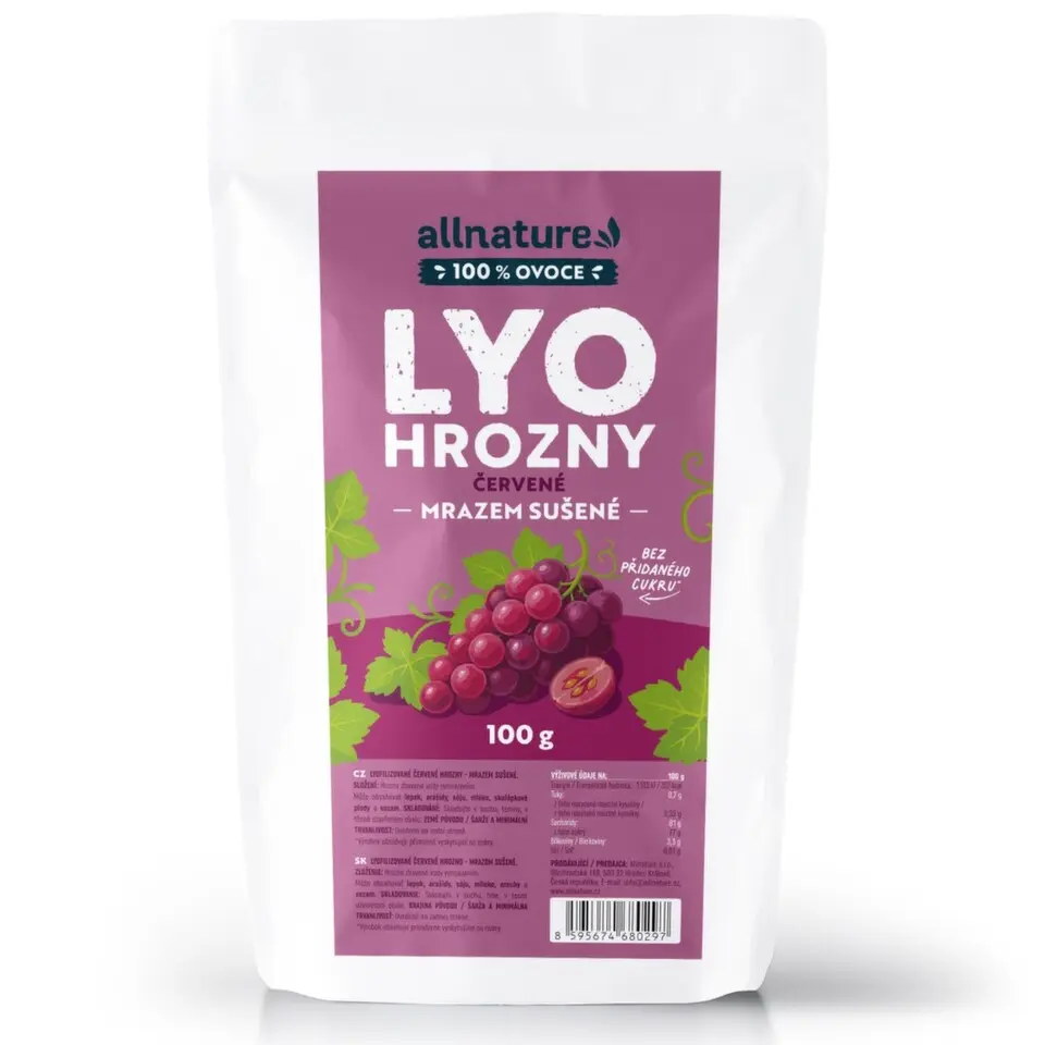 Allnature Hrozny červené Lyo mrazem sušené 100g