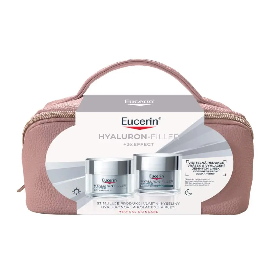 Eucerin Hyaluron-Filler Eucerin Hyaluron-Filler + 3x Effect noční krém proti stárnutí pleti 50 ml + Eucerin Hyaluron-Filler + 3x Effect denní krém proti vráskám SPF 15 50 ml kosmetická sada