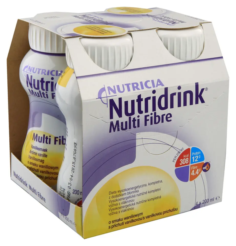Nutridrink Multi Fibre, vanilkový roztok, 4x200ml