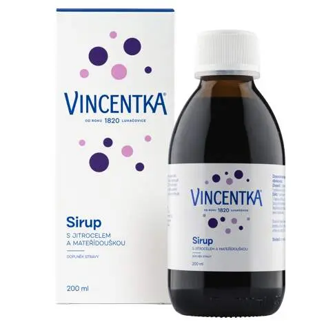 VINCENTKA Sirup s jitrocelem a mateřídouškou 200 ml