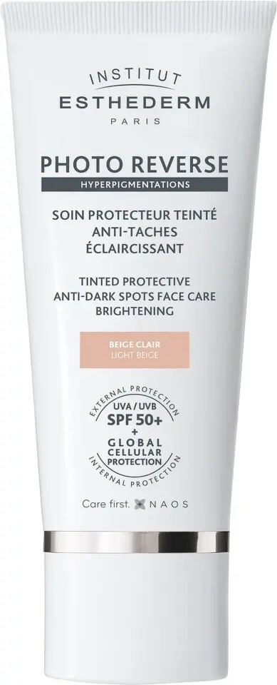 Institut Esthederm Tónovaný ochranný krém proti pigmentovým skvrnám Photo Reverse Light Beige (Brightening Protective Anti-Dark Spots Face Care) 50 ml
