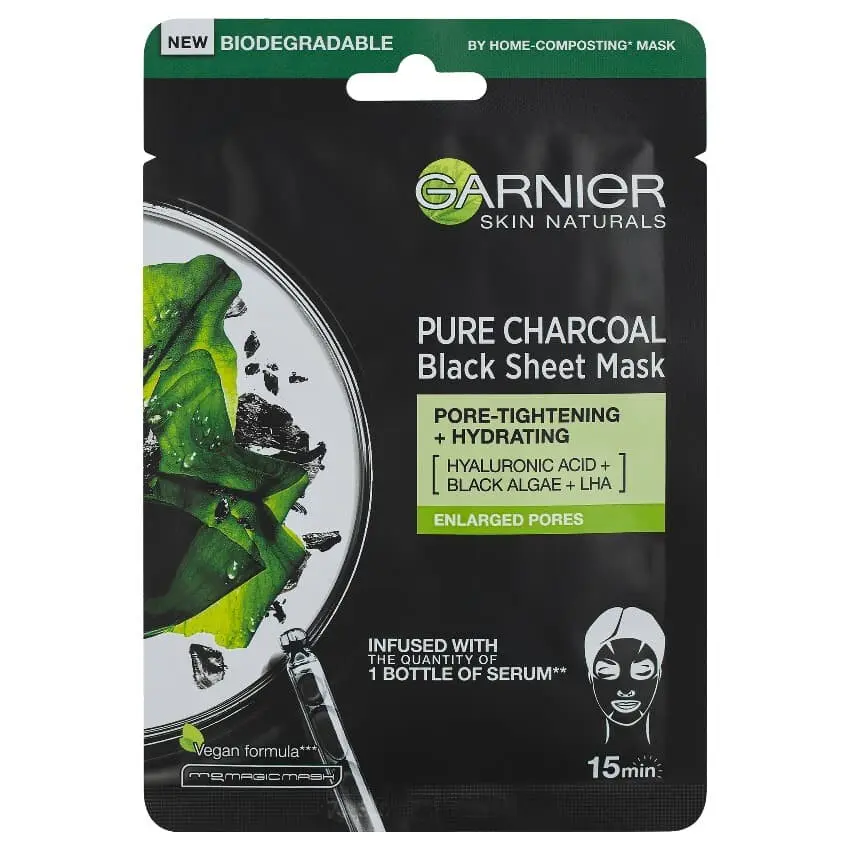 Garnier Pleťová textilní maska na rozšířené póry Pure Charcoal