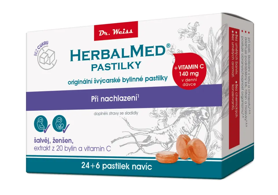 HerbalMed past. Dr.Weiss BEZ CUKRU Šalv+žen+C 24+6
