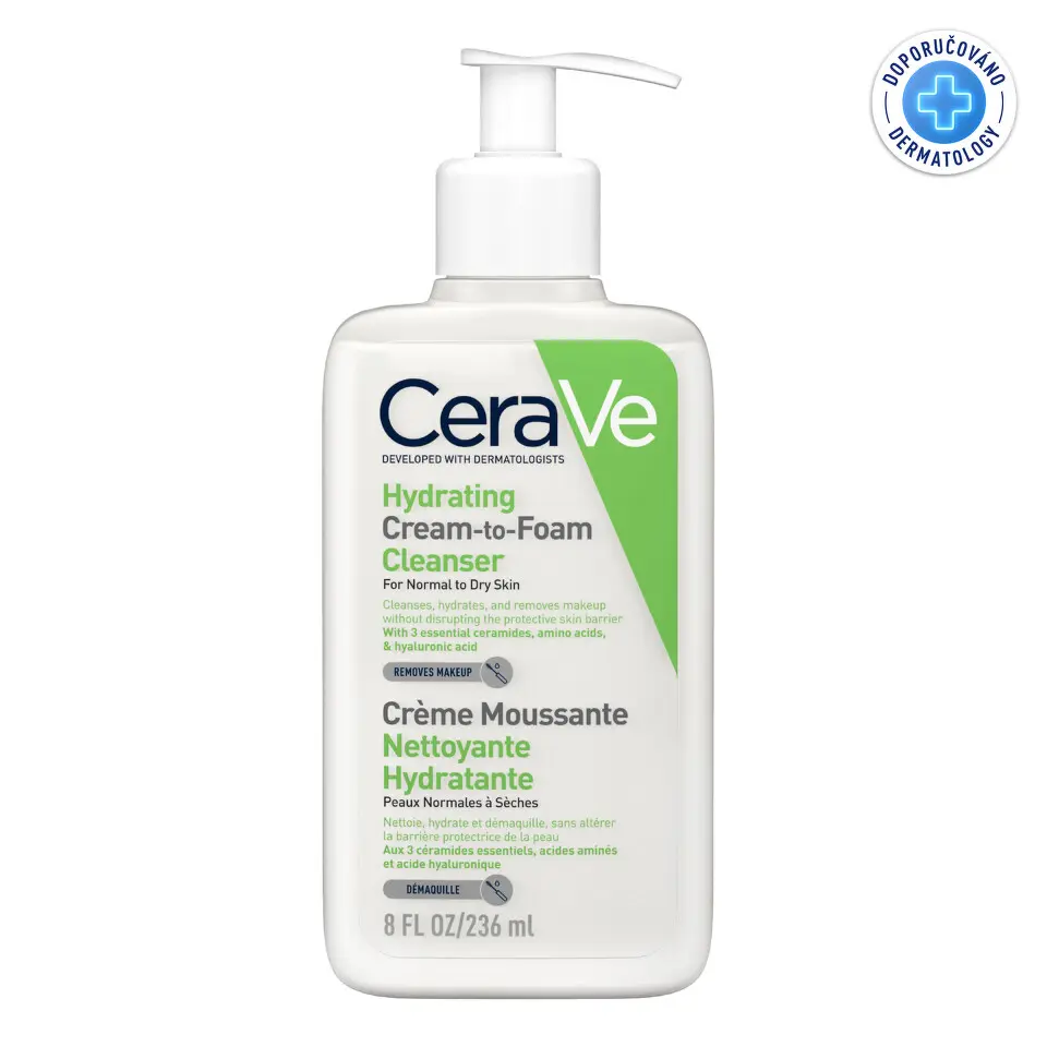 CeraVe Čisticí pěnový krém pro normální až suchou pokožku odstraňuje make-up, 236 ml (poškozený aplikátor)