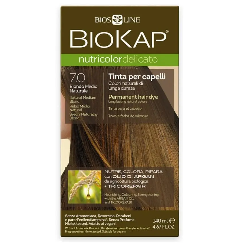 Biokap Nutricolor Delicato - Barva na vlasy 7.0 Blond přírodní střední 140 ml