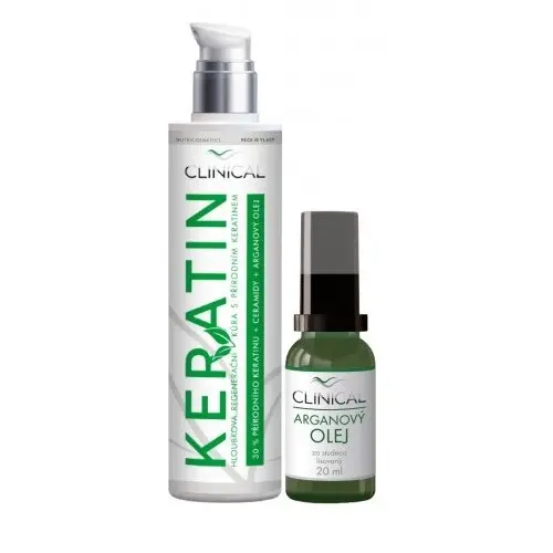 Clinical Keratin hloubková regenerační vlasová kúra 100 ml + arganový olej 20 ml dárková sada