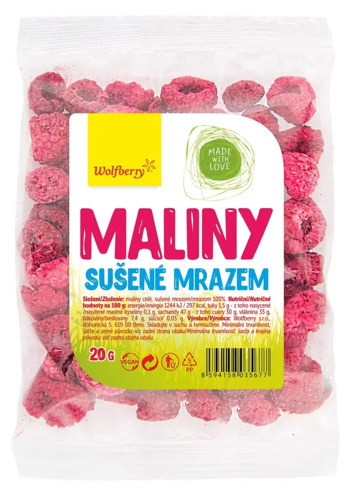 Maliny lyofilizované 20g Wolfberry
