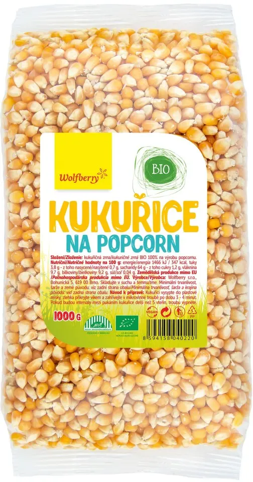 Kukuřice na popcorn BIO 1000g Wolfberry