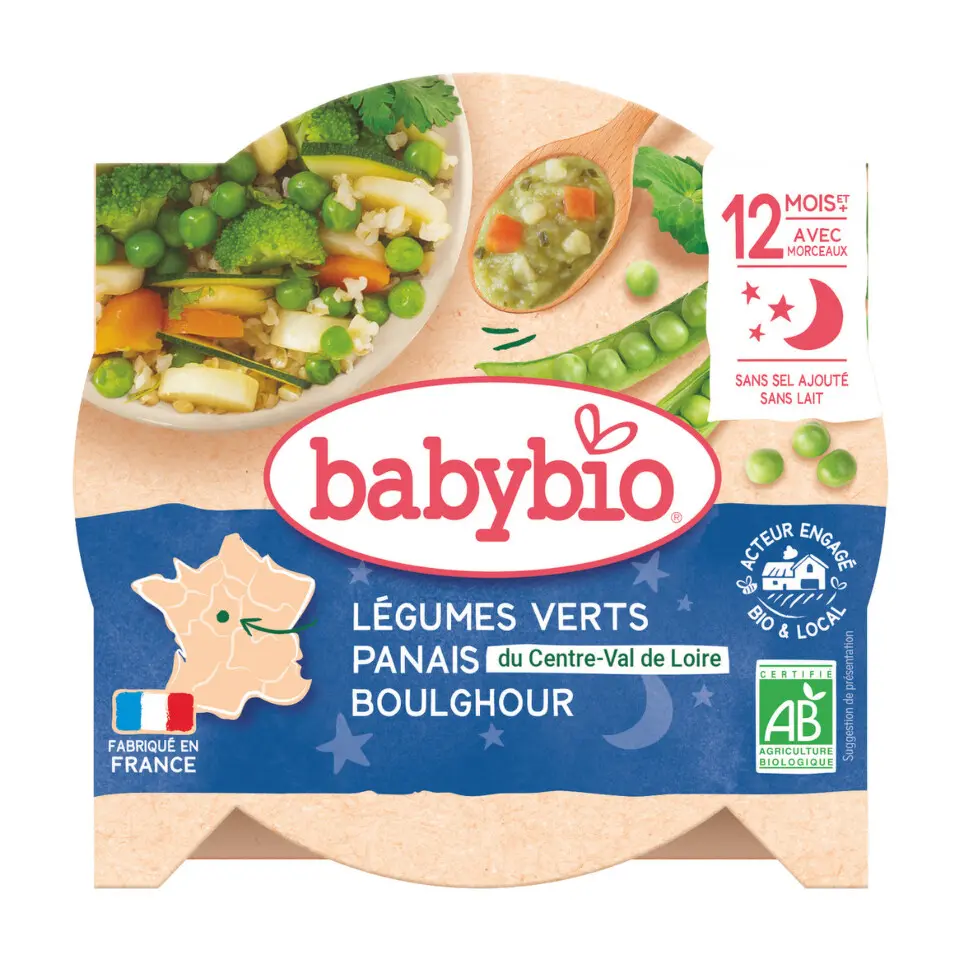 BABYBIO večerní menu zelenina, pastinák s bulgurem 12m+ 230g
