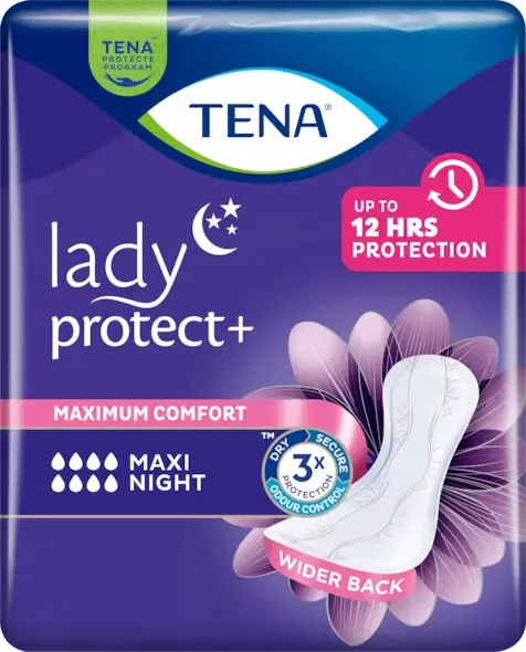 TENA LADY PROTECT+ MAXI NIGHT VLOŽKY ABSORPČNÍ,930ML,12KS