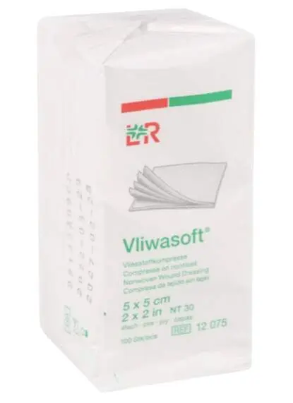 LR Vliwasoft kompresy z netkané textilie 5x5 cm (nesterilní), 100ks