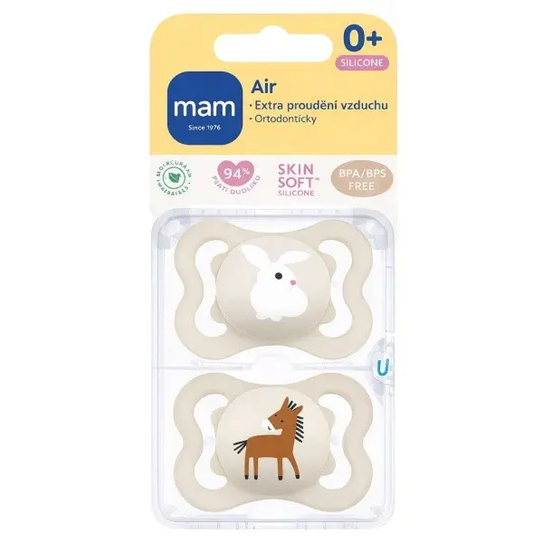 MAM Dudlík Air box 0+m šedý/béžový 2ks