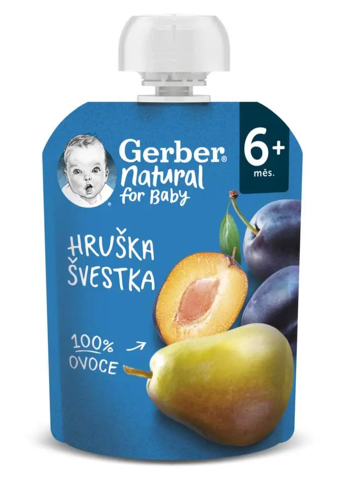 Gerber Natural Hruška a švestka kapsička 90g 6m+
