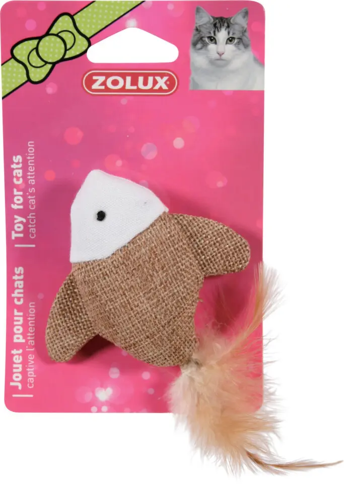 Hračka kočka ryba 7,5cm textil Zolux