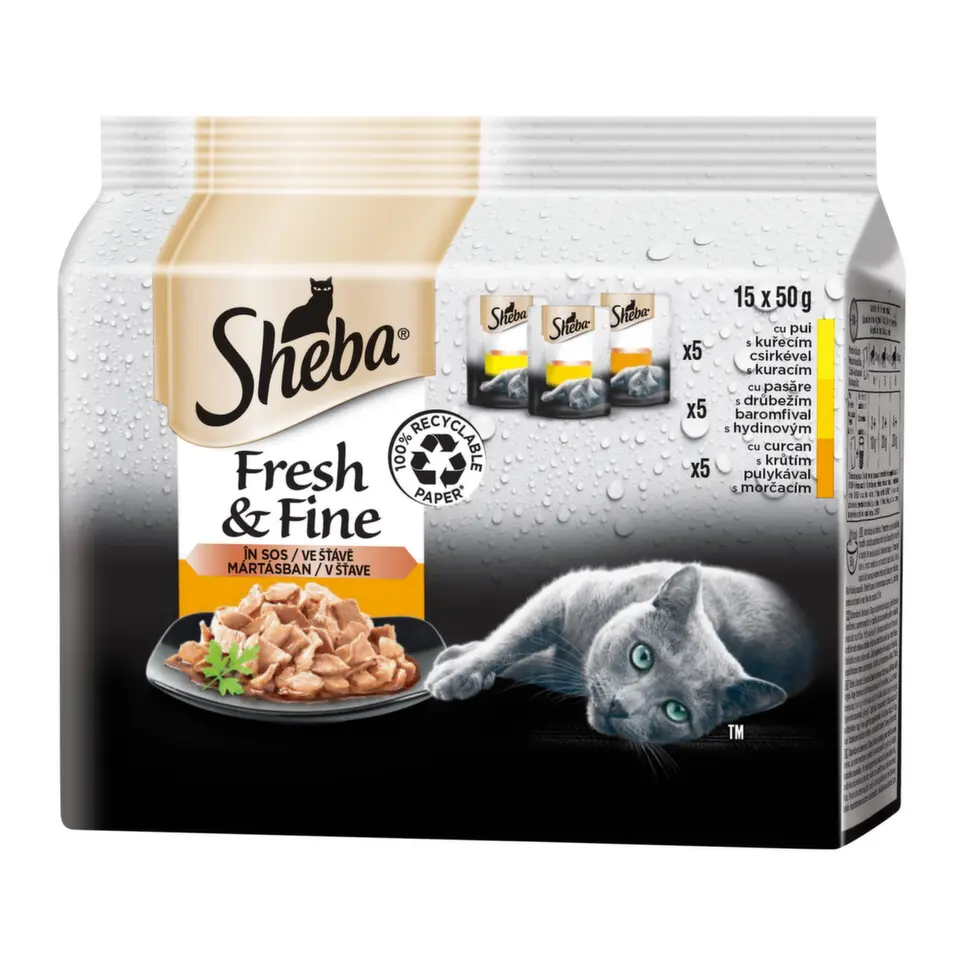 Sheba kapsa Fresh&Fine drůbeží výběr 15x50g + Množstevní sleva