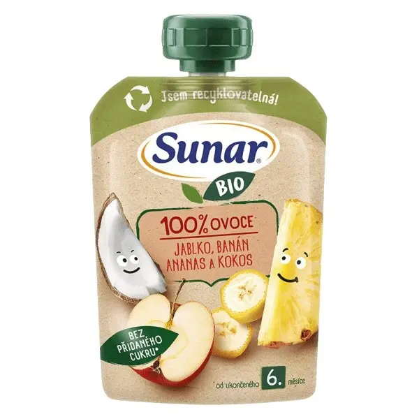 Sunar Kapsička 6m+ jabl.ban.ananas kokos BIO 100g
