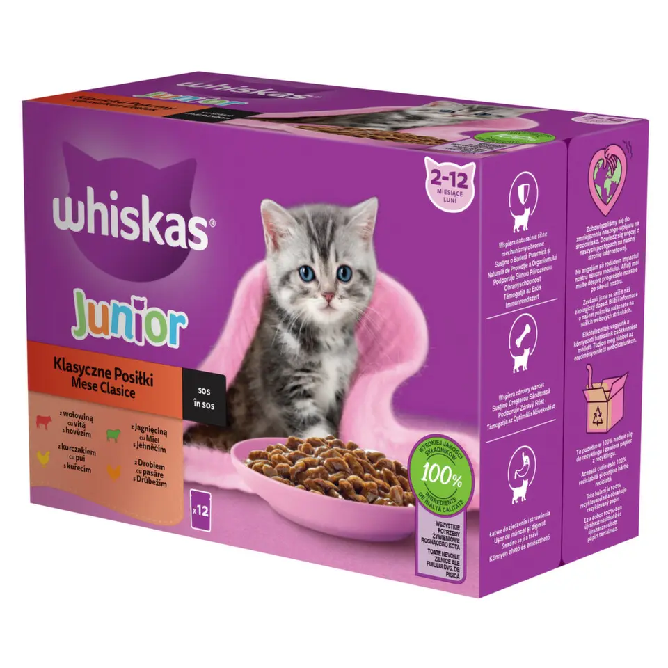 Whiskas Kapsa Core Junior Klasik výběr šťáva 12x85g