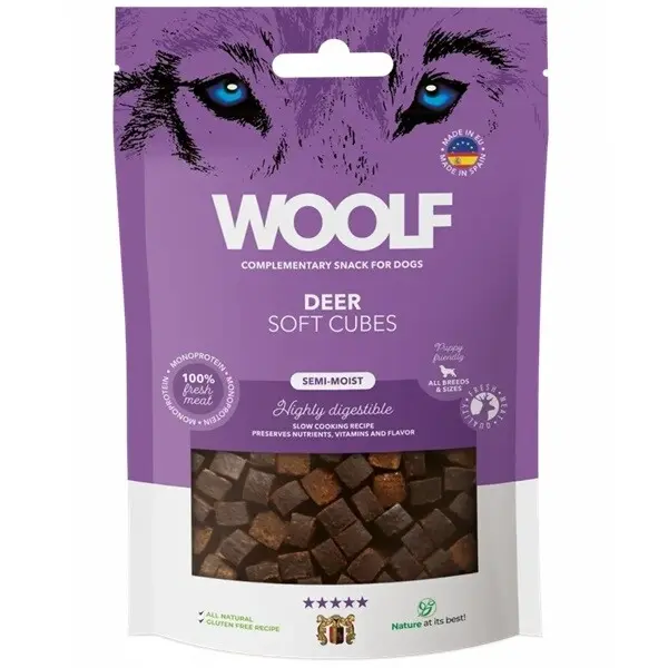 WOOLF pochoutka Soft Cubes Deer 100g