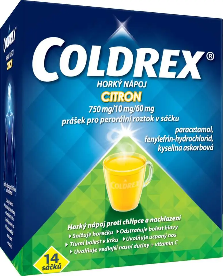 COLDREX HORKÝ NÁPOJ CITRON 750MG/10MG/60MG POR PLV SOL SCC 14 II