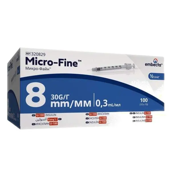 Embecta Micro-Fine U-100 inz.střík.8mm 0.3ml 100ks