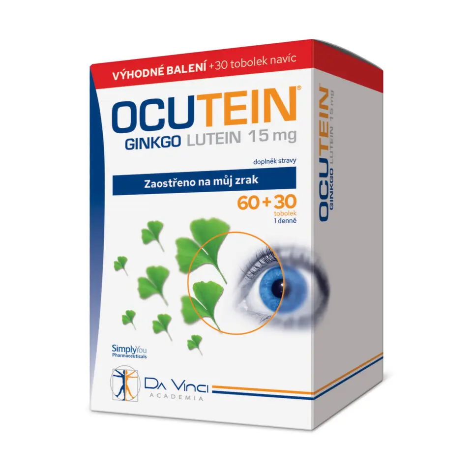 Da Vinci Ocutein Ginkgo Lutein 15 mg 60 tobolek + 30 tablet