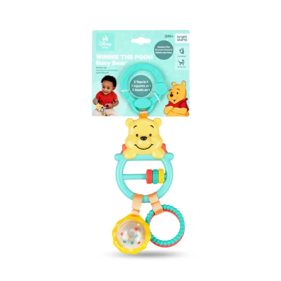 BRIGHT STARTS Hračka na C kroužku aktivní Winnie the Pooh Busy Bear 0m+
