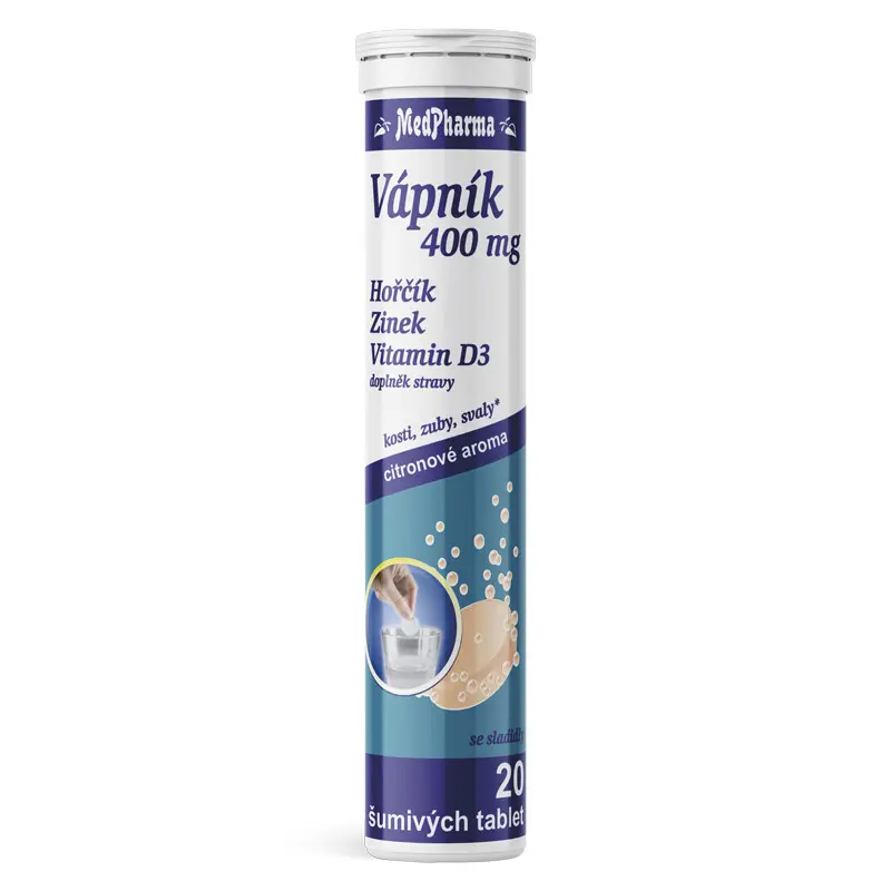MedPharma Vápník 400 mg + Hořčík + Zinek + vitamin D3 20 šumivých tablet