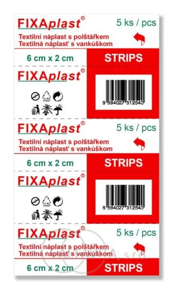 Fixaplast náplast strip 6 x 2 cm 5 ks
