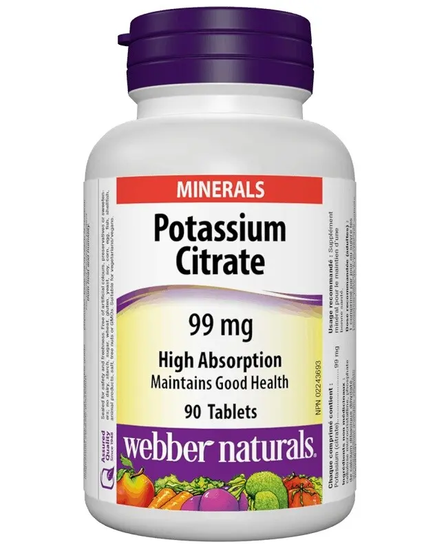 Webber Naturals Potassium Citrate 99mg tbl.90