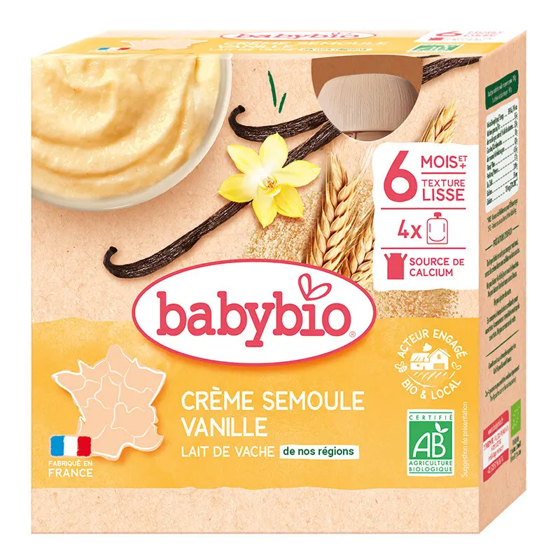 BABYBIO 4x kapsička krém vanilka krupička 85g