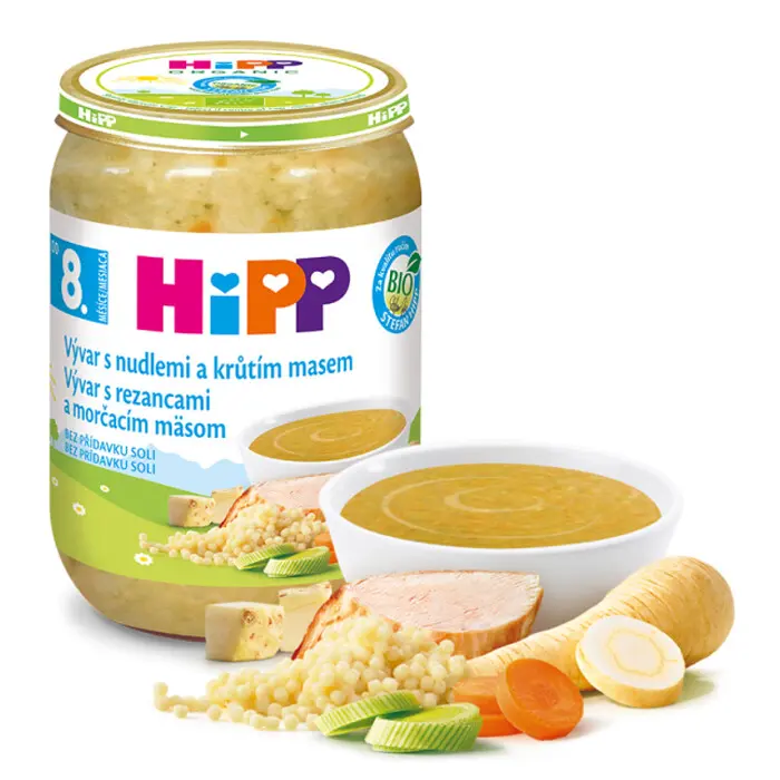 HiPP BIO Vývar s nudlemi a krůtím masem - nová receptura